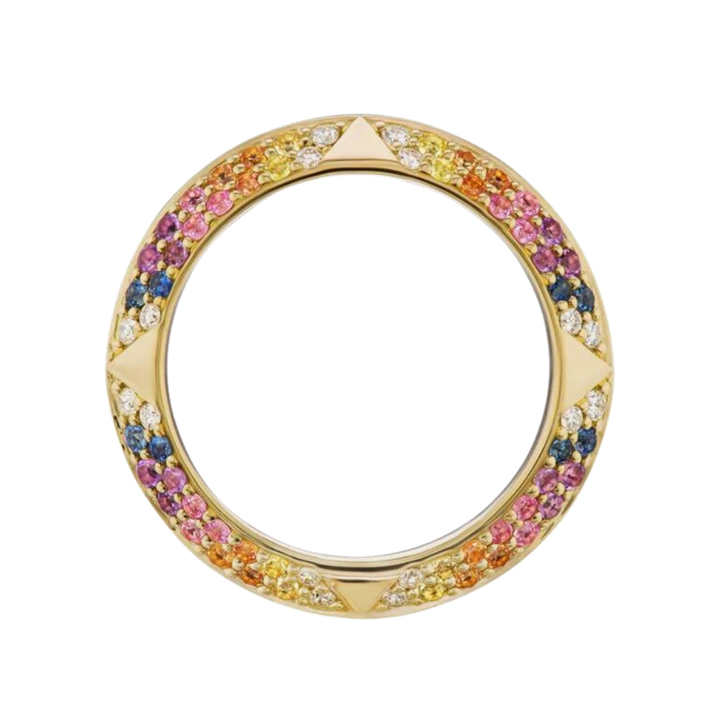 Multicolor Pavé Knife Edge Rosa Band Ring