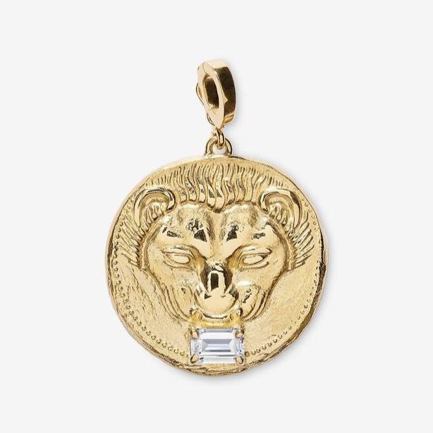 Lion Large Diamond Coin Charm