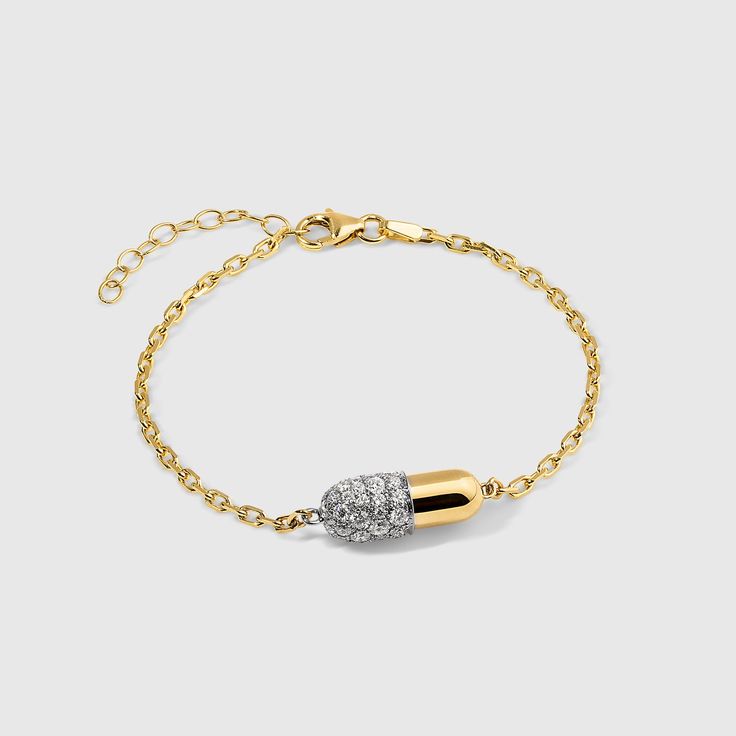 Mini Pill Bracelet with Diamonds