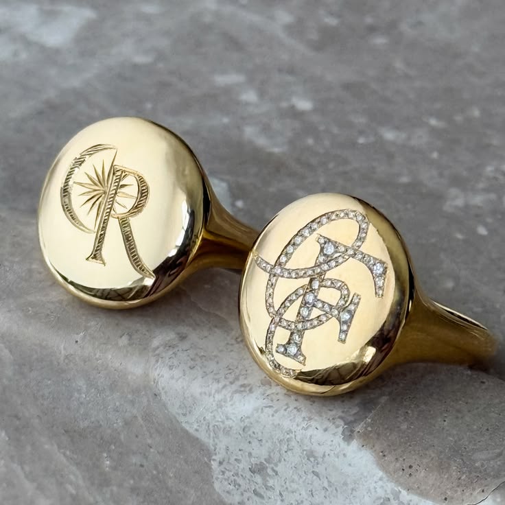 Halo Solid Gold Signet Ring