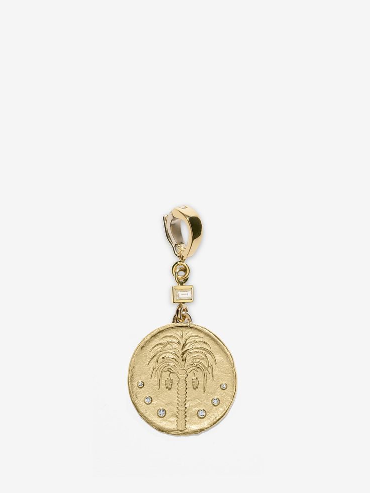 Prosperity Palm Small Diamond Coin Charm