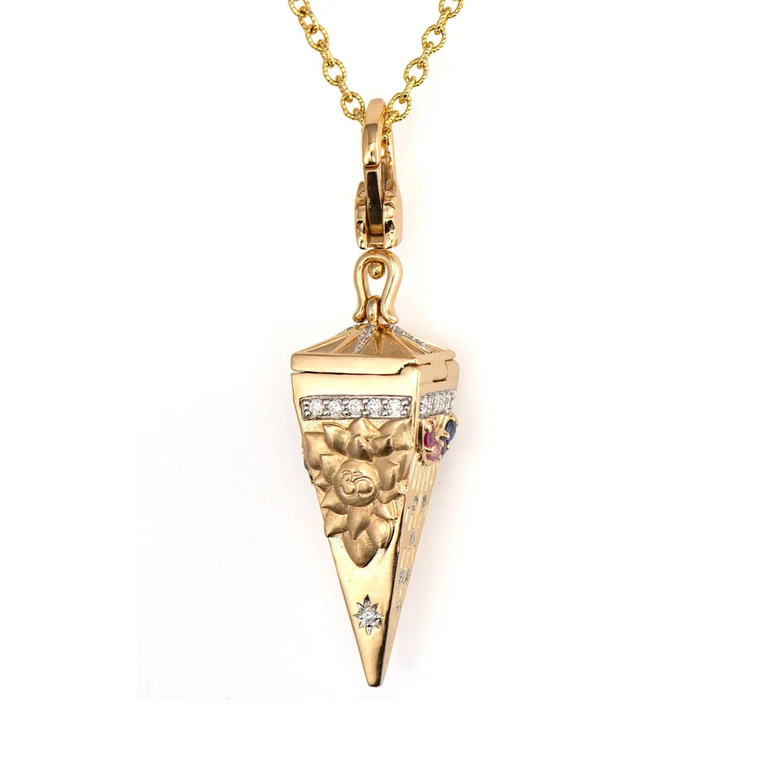 Four-Sided Pendulum Evil Eye Locket Pendant