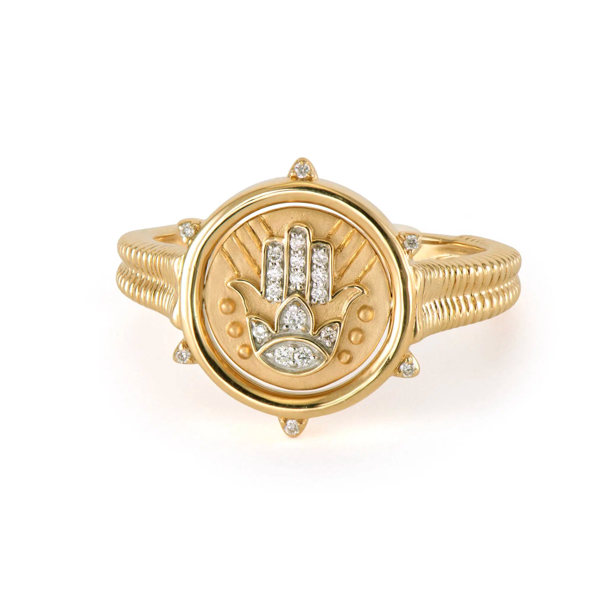Hamsa and Evil Eye Double Sided Flip Ring