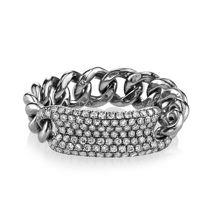 Diamond Pave ID Mini Link Ring