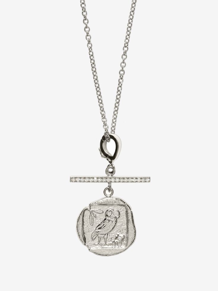 Owl of Athena Small Diamond Coin Charm
