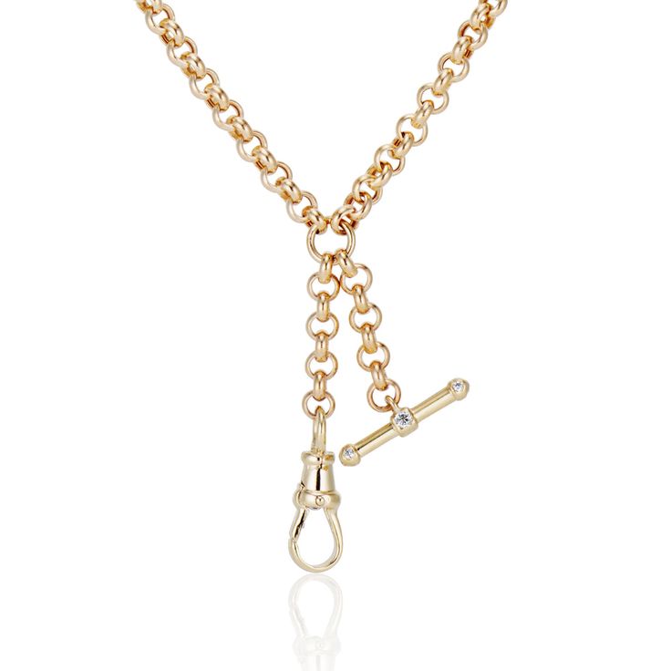 Diamond Albert Chain with Dog Clip Clasp