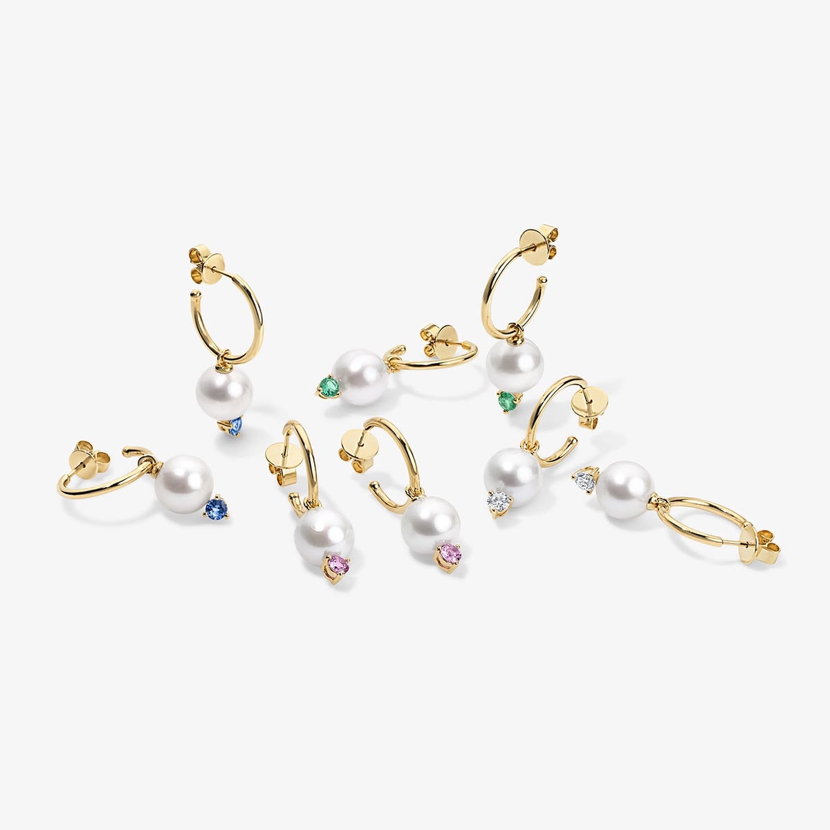 Grace Pearl and Pink Sapphire Hoop Earrings