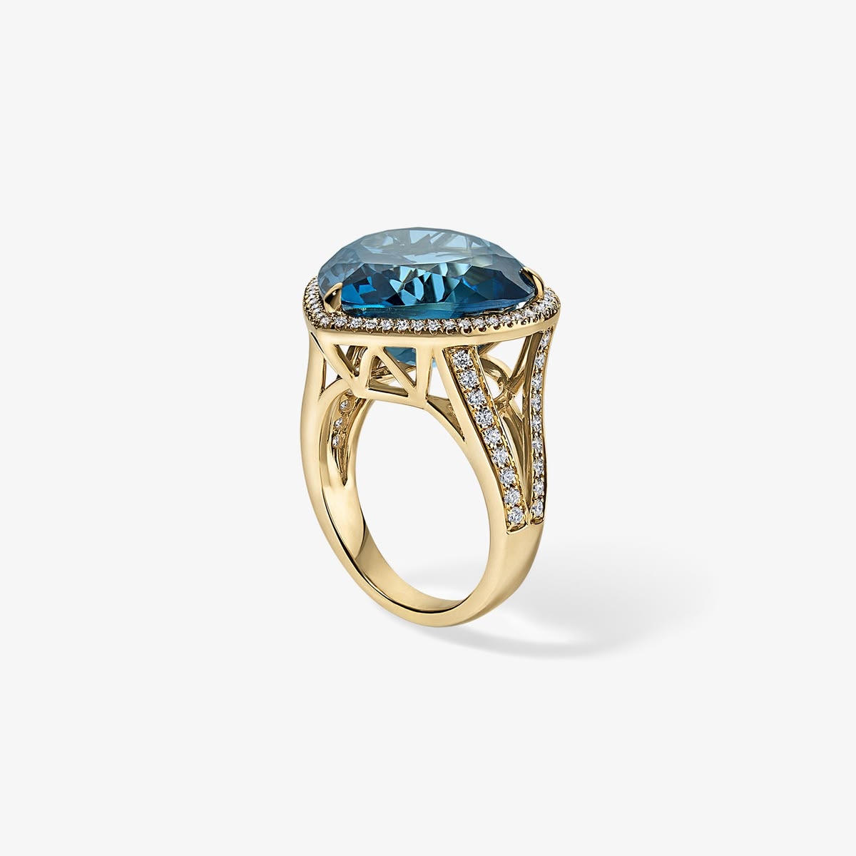 London Blue Topaz Heart Button Ring