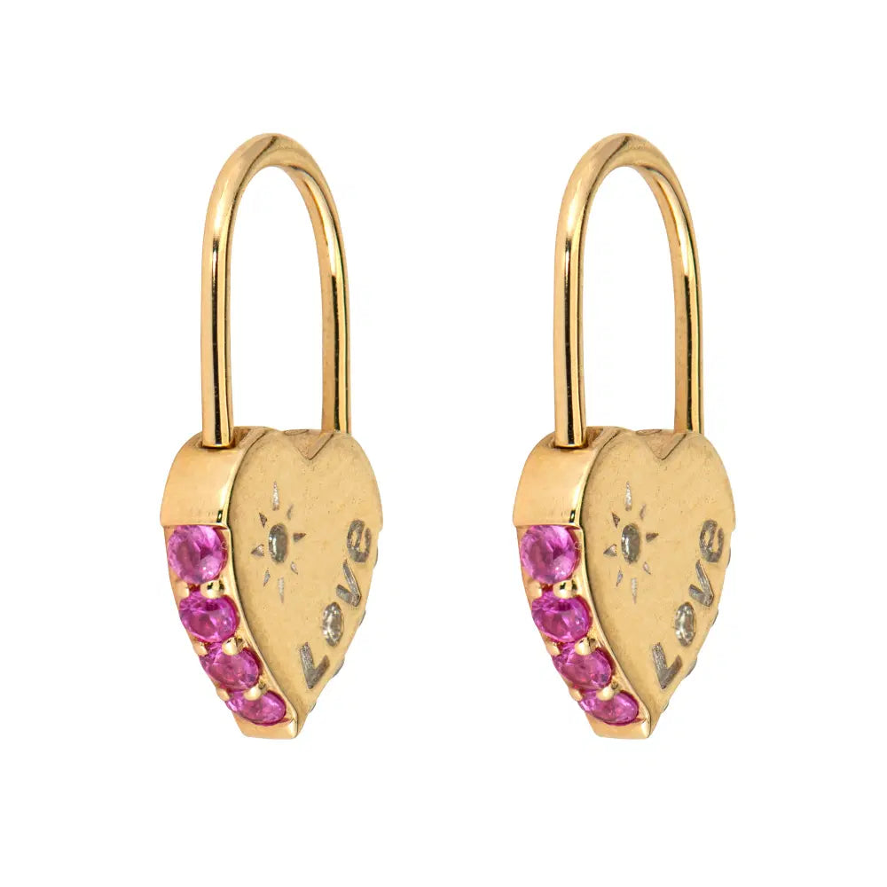Unlock Love Heart Lock Hoop Earrings
