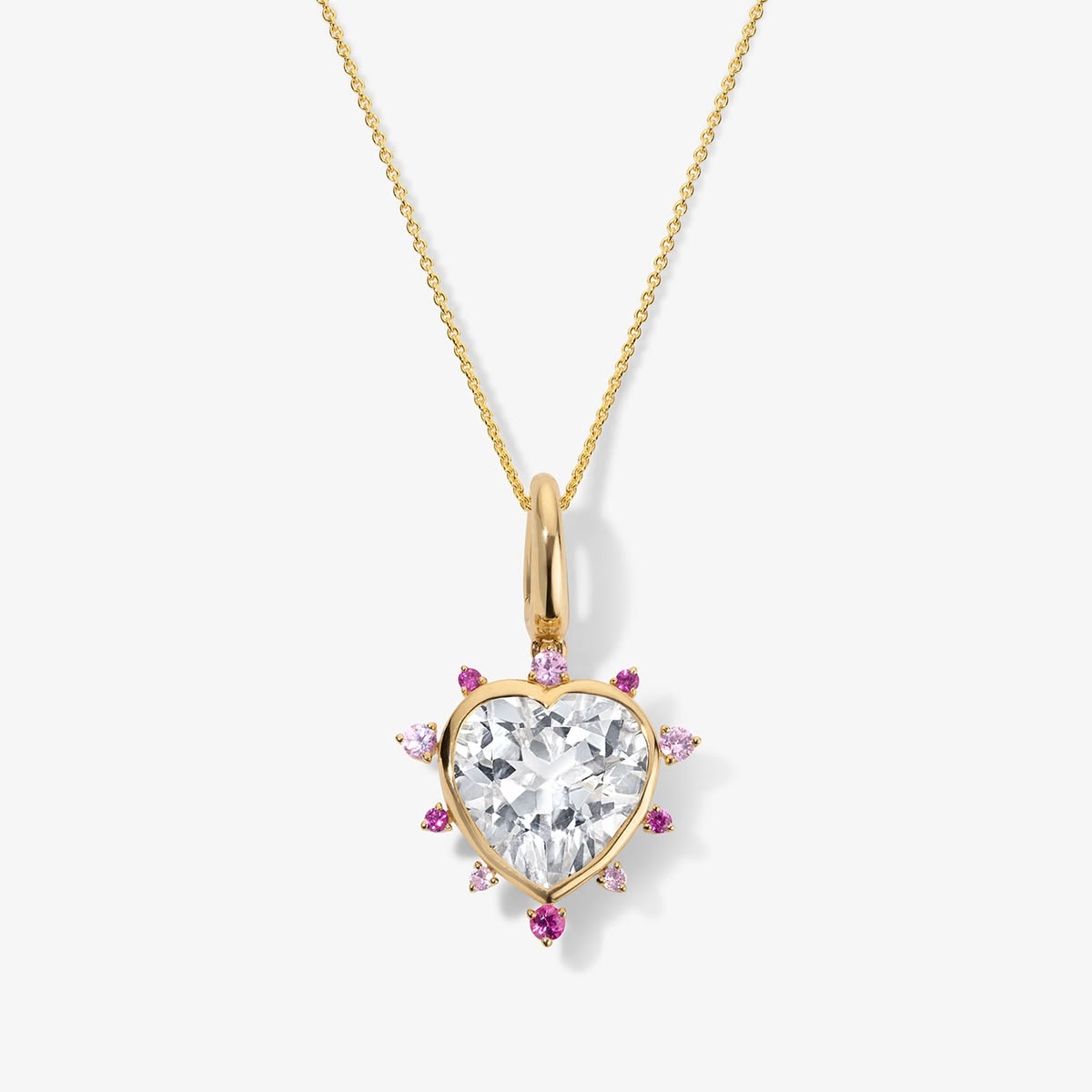 Grace Heart Charm with Pink Sapphire Halo