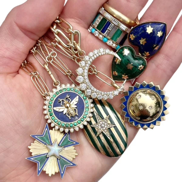 14K Gold Diamond Crescent Moon Estelle Charm