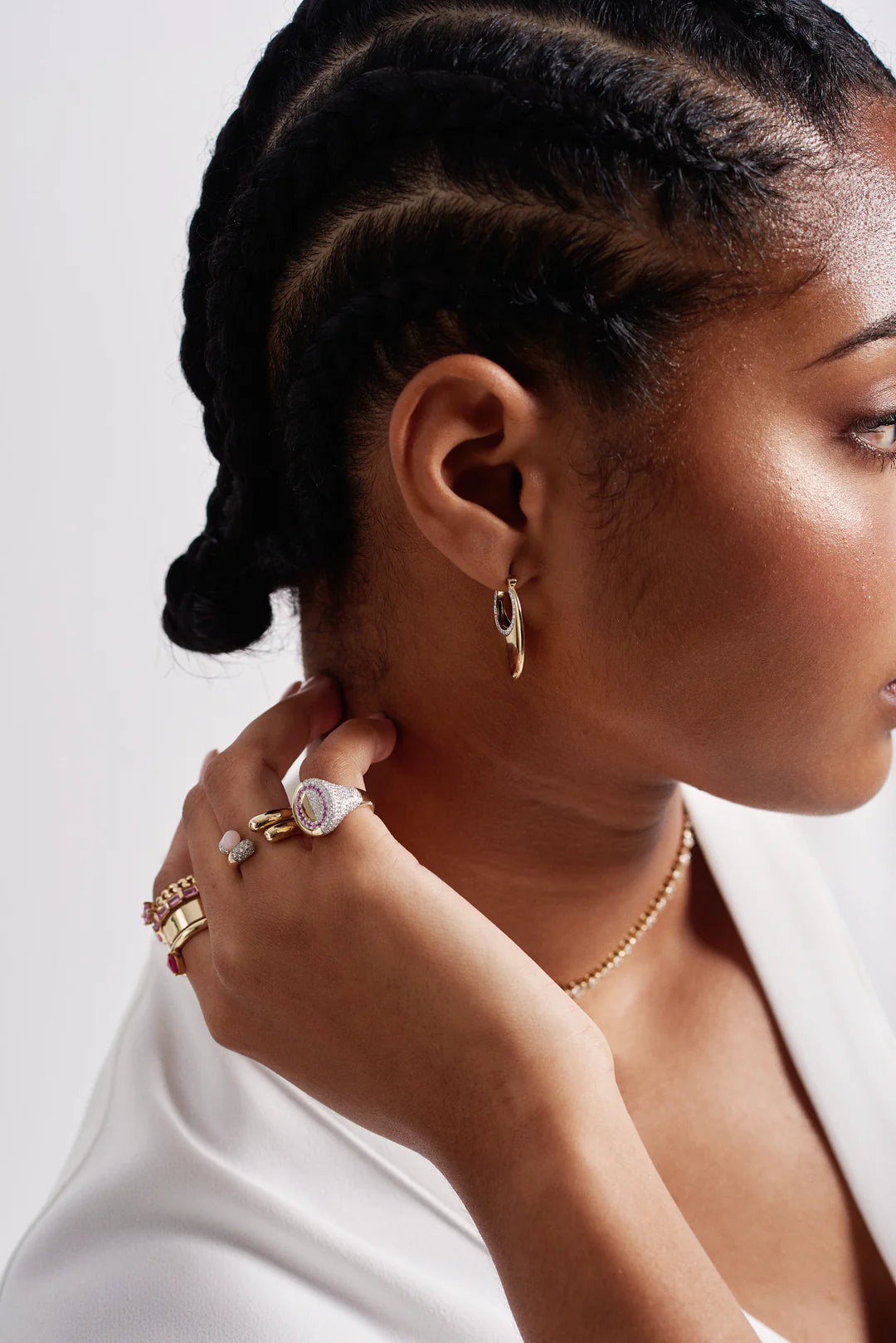 Lava Orbit Small Gold and Diamonds Hoops Earrings