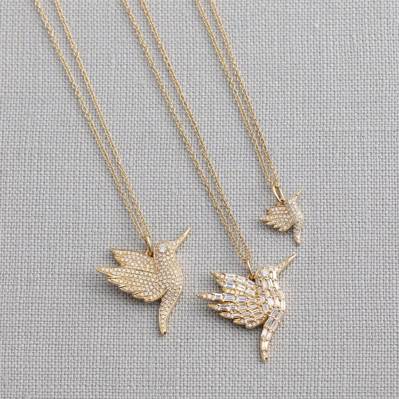 Pave Diamond Hummingbird Necklace