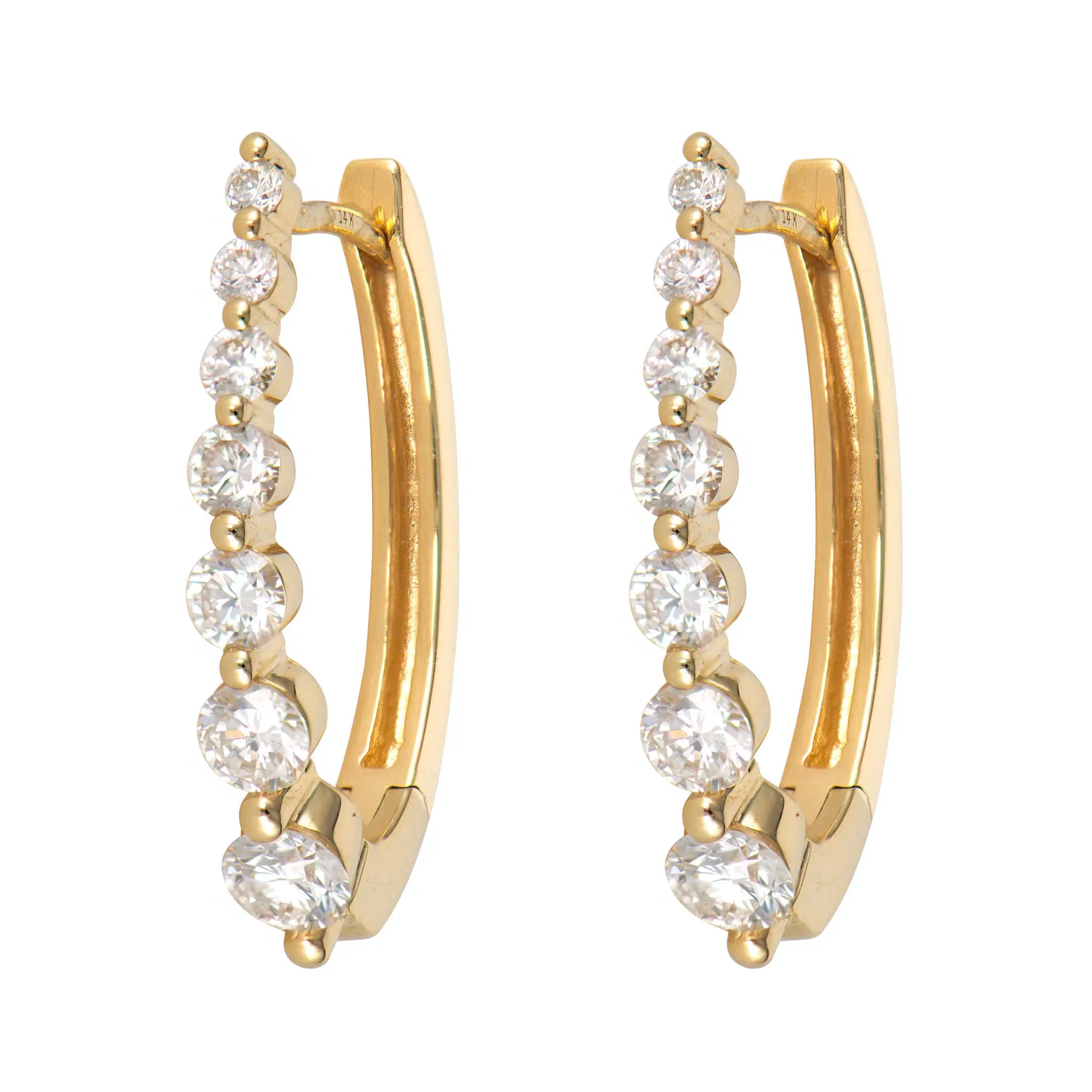 Large Oval Graduated Diamond Hoops