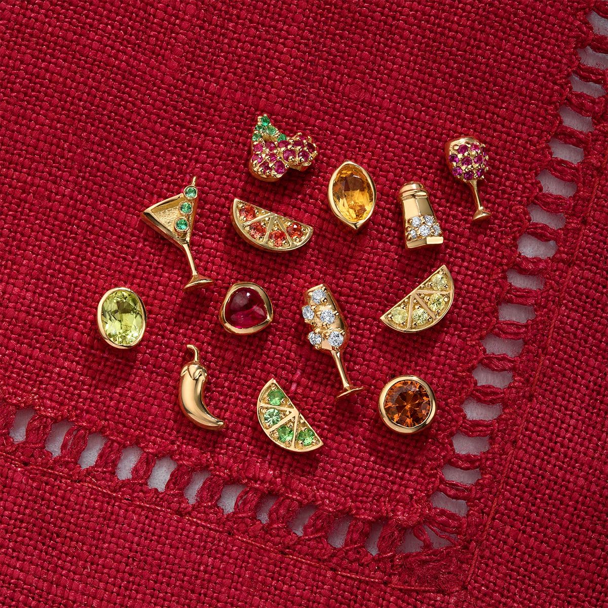 Cocktail Lemon Bezel Mini Stud