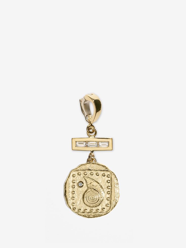 Spiral Seashell Small Diamond Coin Charm