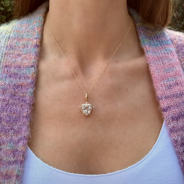 Grace Heart Charm with Pink Sapphire Halo