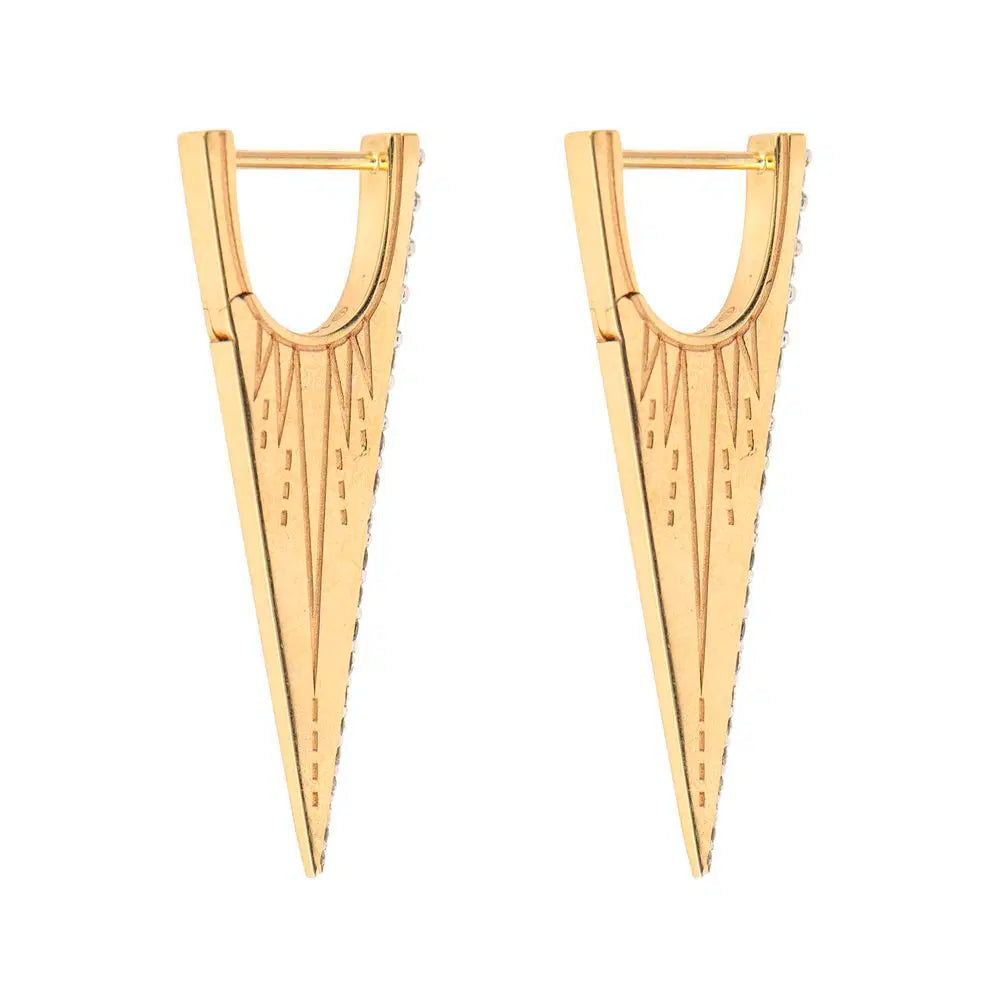Elongated Diamond "V" Hoop Earrings