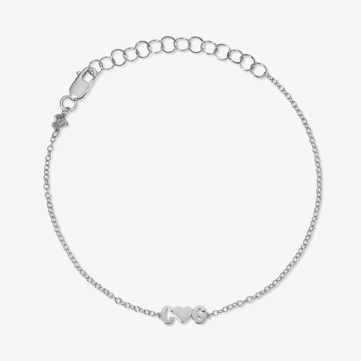 Petite Bubble Letters and Heart Bracelet