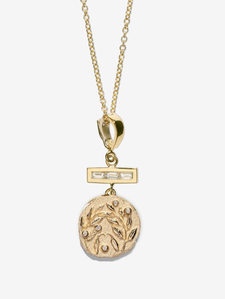 Olive Branch Small Coin with Diamonds
