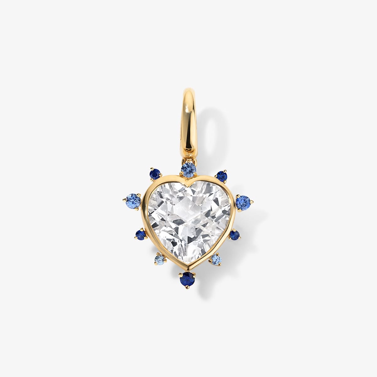 Grace Heart Charm with Blue Sapphire Halo