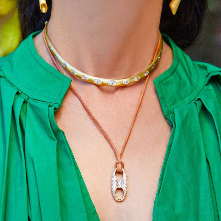 Small Diamond Nautical Link On Leather