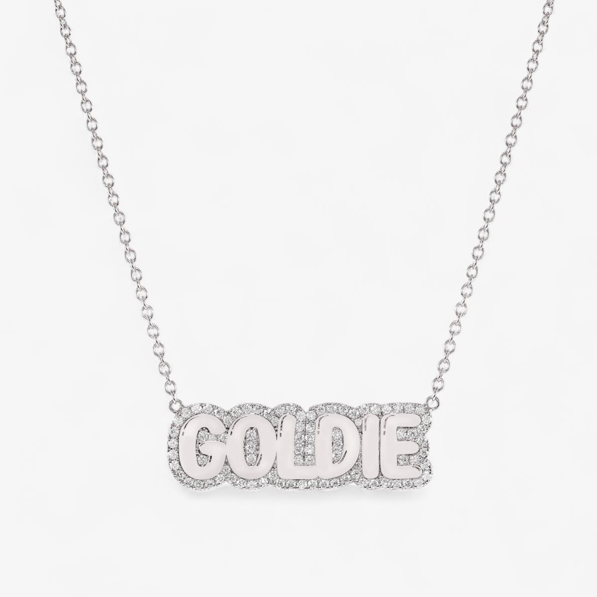 Large Bubble with Pave Outline Necklace