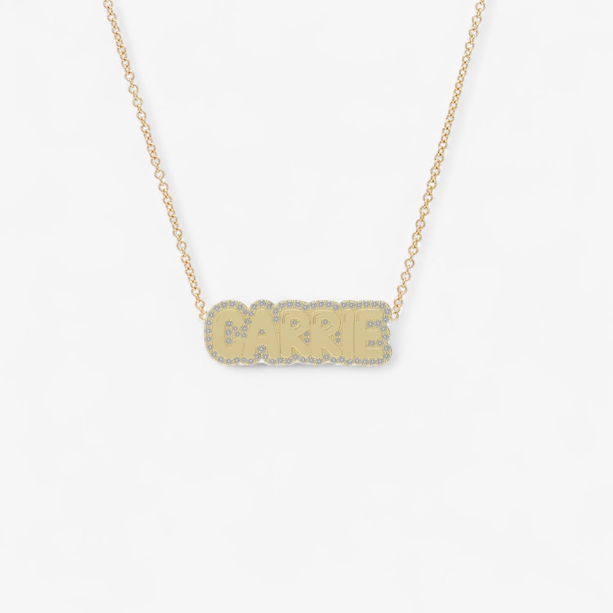 Small Bubble with Pave Outline Necklace