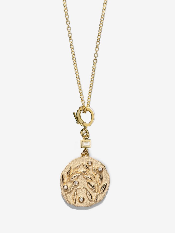 Olive Branch Small Coin with Diamonds
