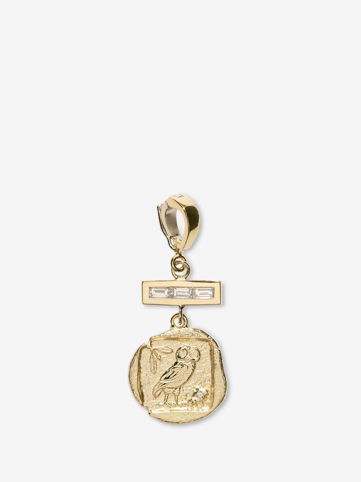 Owl of Athena Small Diamond Coin Charm