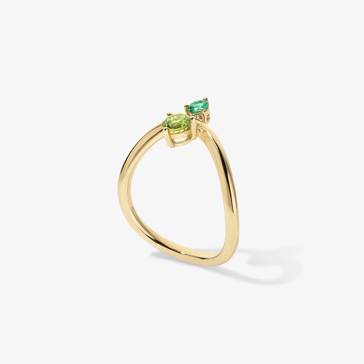 Grace Emerald and Peridot Two Stone Stack Ring