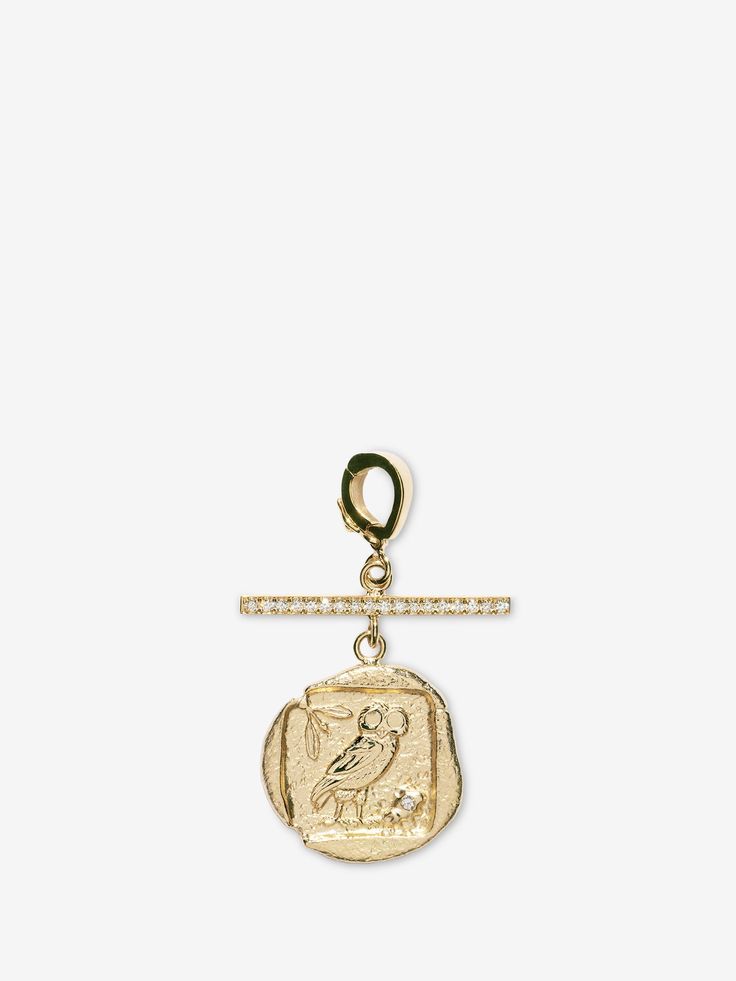Owl of Athena Small Diamond Coin Charm