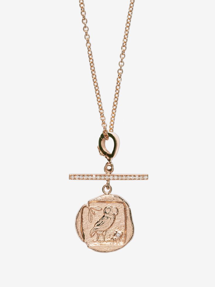 Owl of Athena Small Diamond Coin Charm