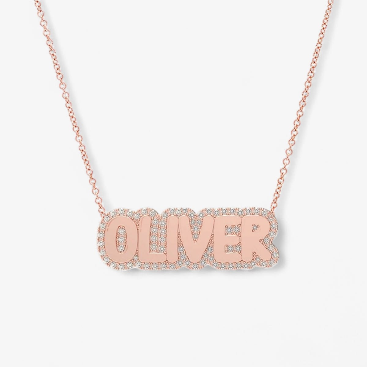 Small Bubble with Pave Outline Necklace
