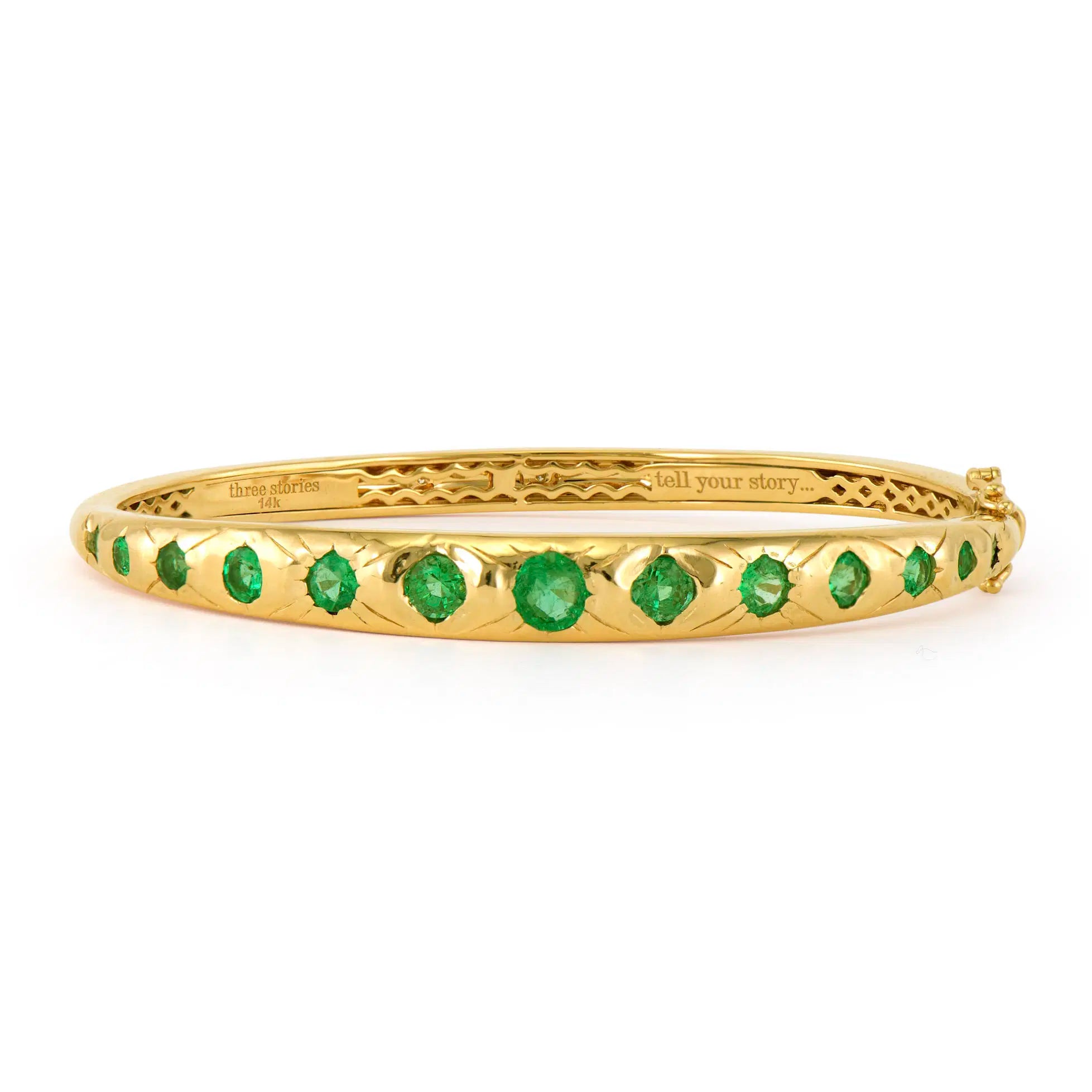 Starry Night Metal Set Emerald Graduated Engraved Bangle
