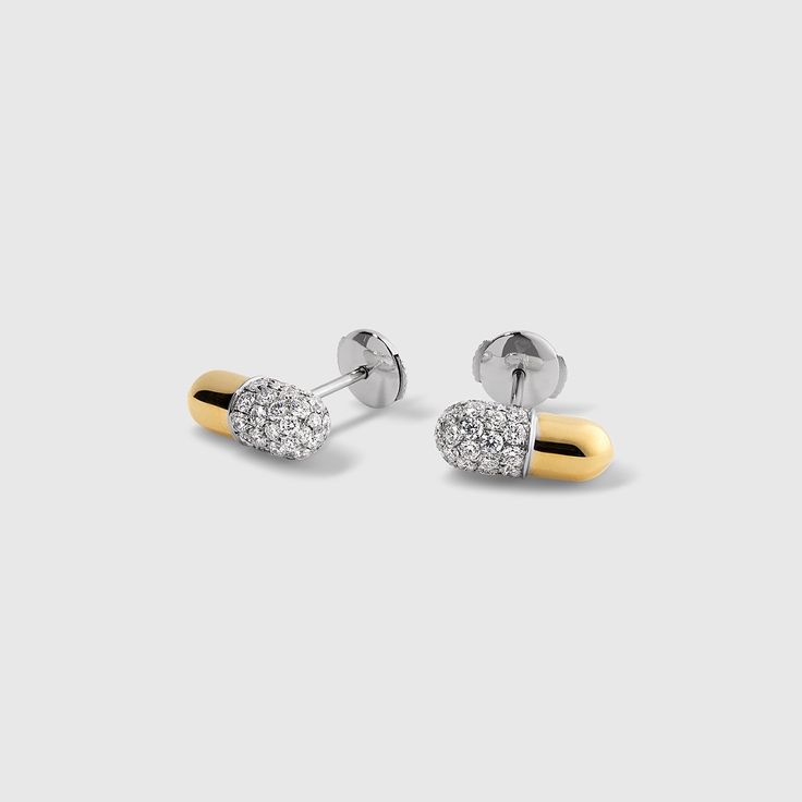 Diamond Pill Stud Earrings