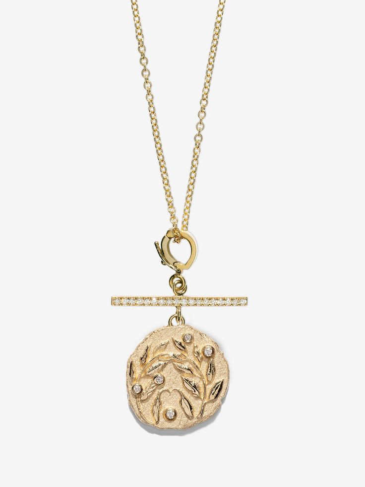 Olive Branch Small Coin with Diamonds