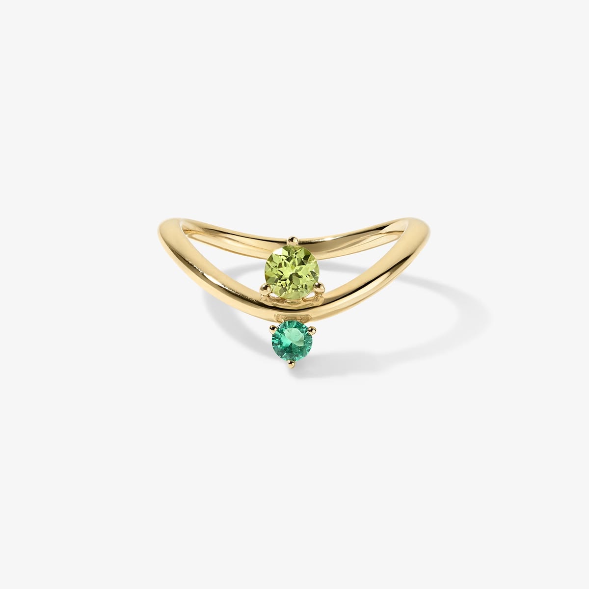 Grace Emerald and Peridot Two Stone Stack Ring