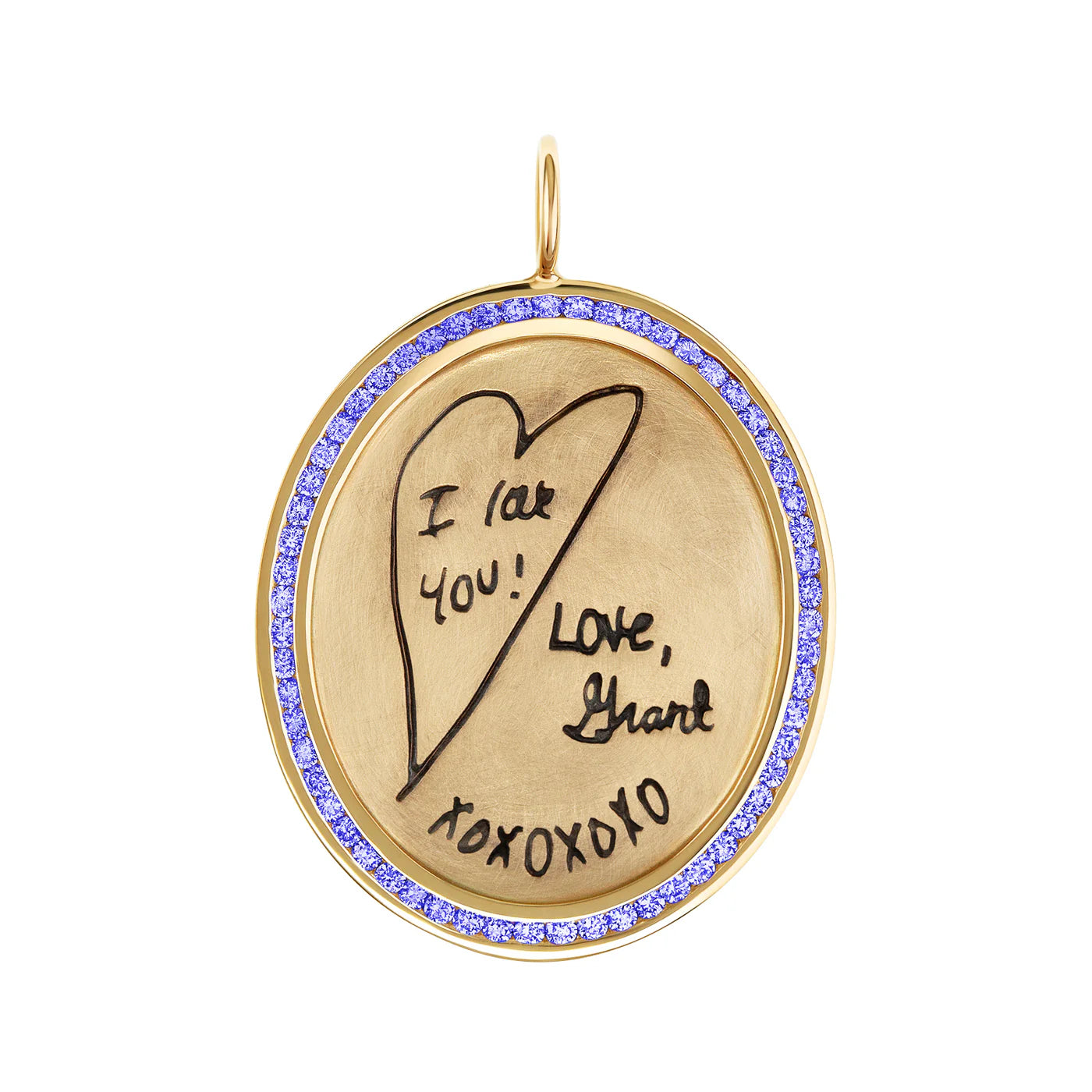 Child's Handwritten Message Channel Set Oval Charm