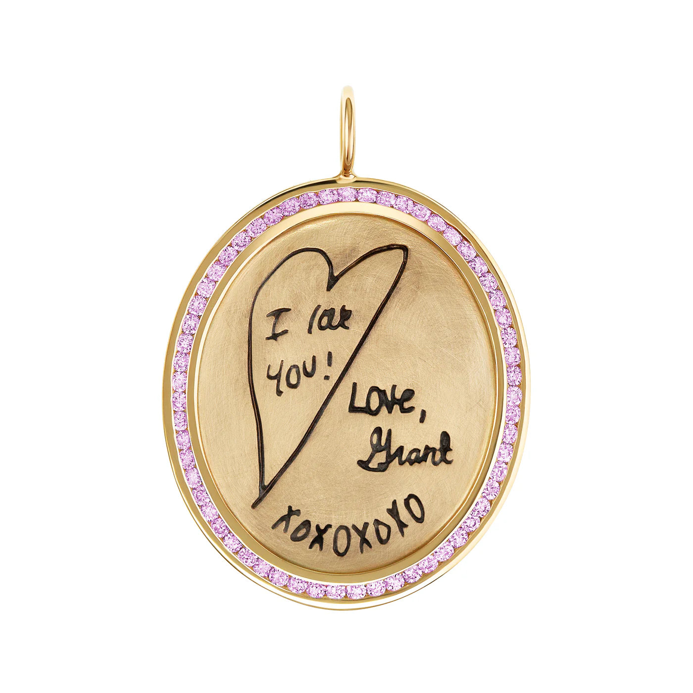 Child's Handwritten Message Channel Set Oval Charm