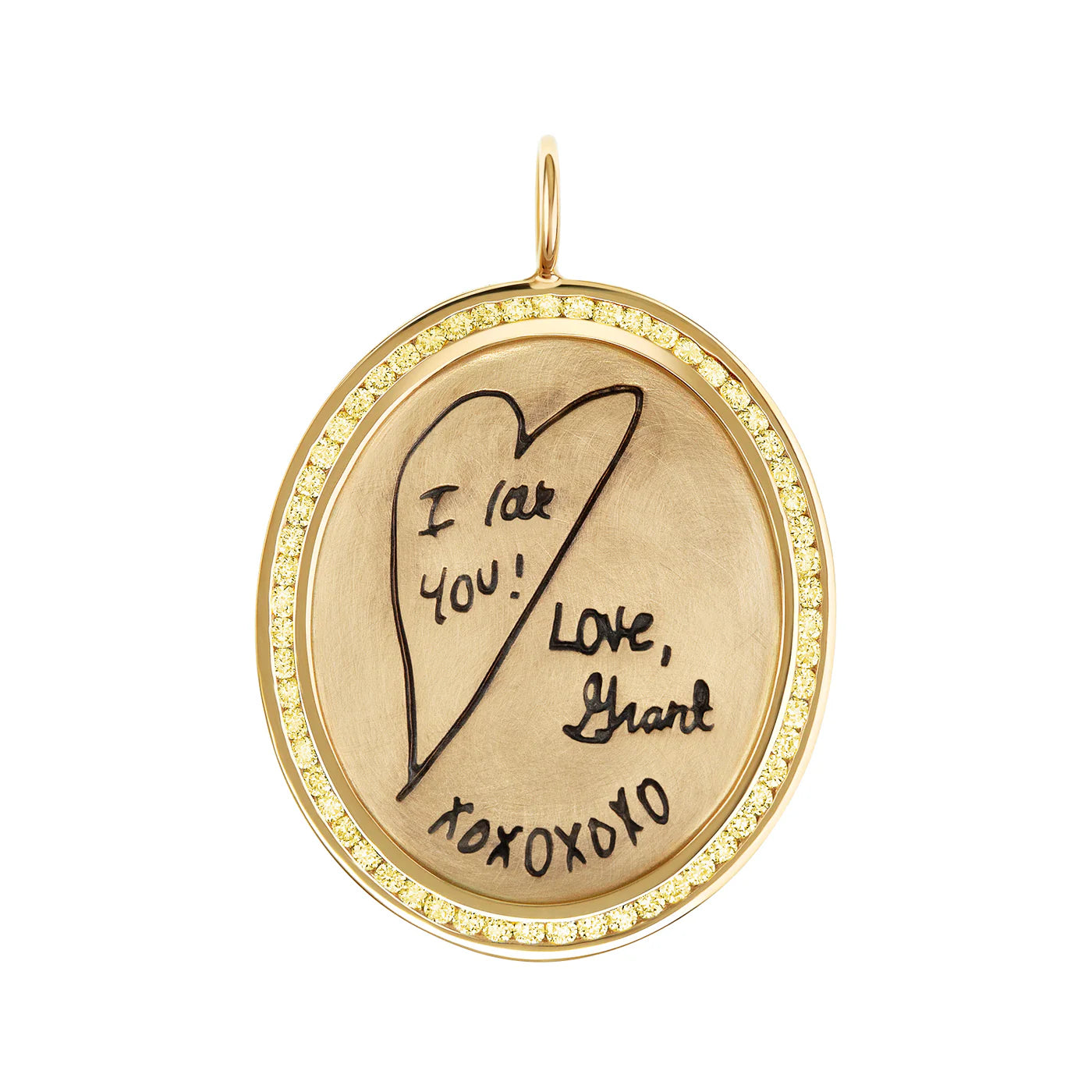 Child's Handwritten Message Channel Set Oval Charm