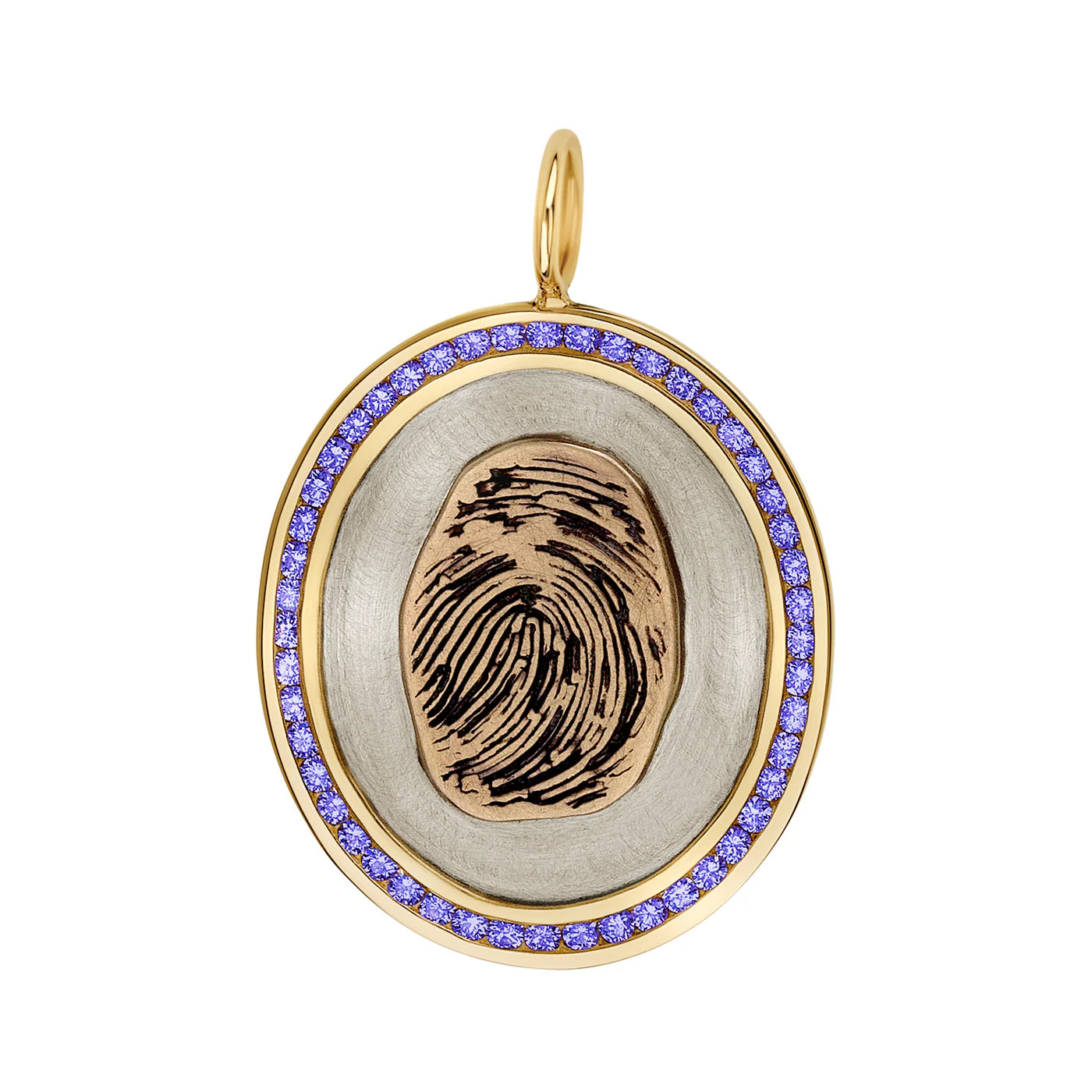 Fingerprint Channel Set Oval Charm
