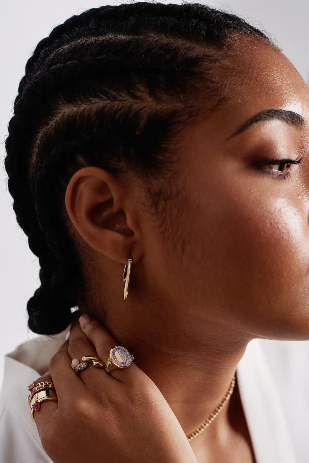 Lava Orbit Small Gold and Diamonds Hoops Earrings