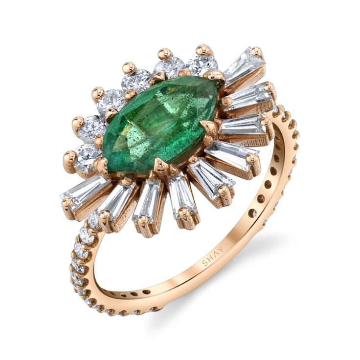 Emerald and Diamond Evil Eye Ring