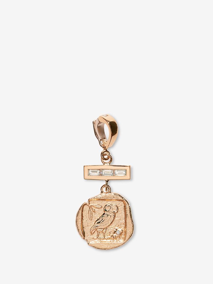 Owl of Athena Small Diamond Coin Charm