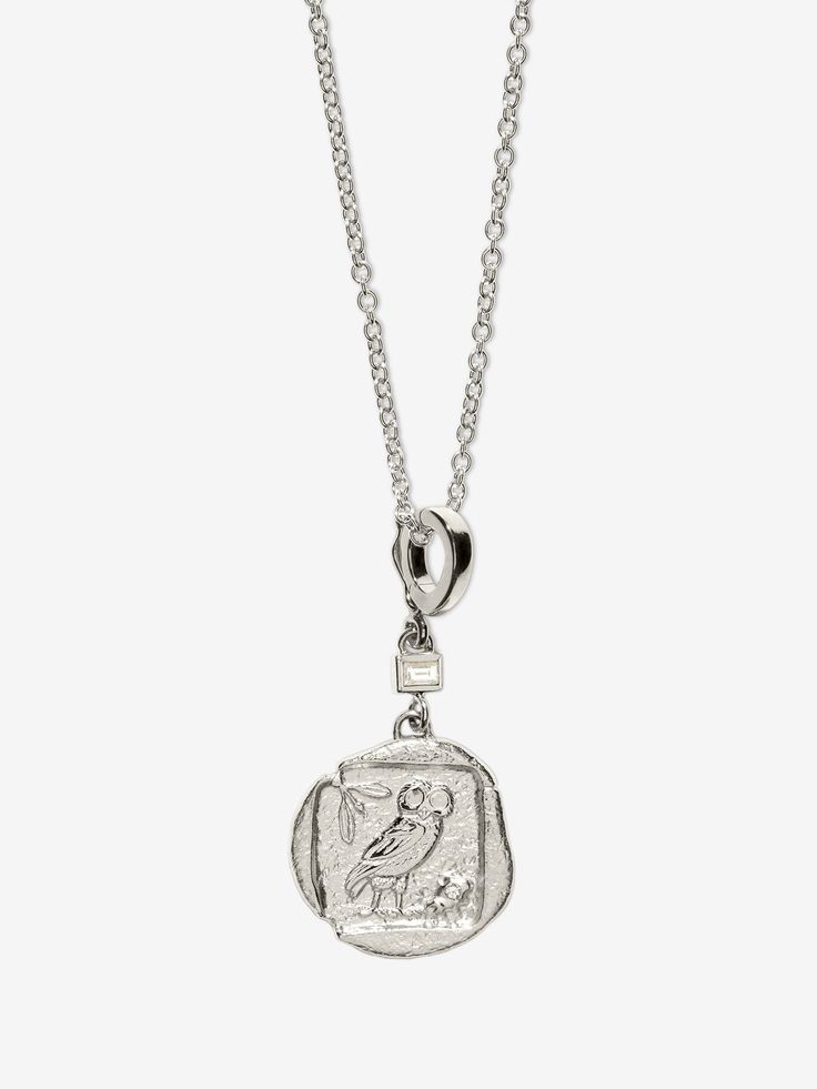 Owl of Athena Small Diamond Coin Charm