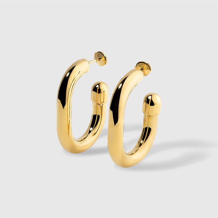 "Extrusion" Thick Large Gold Hoop Earrings