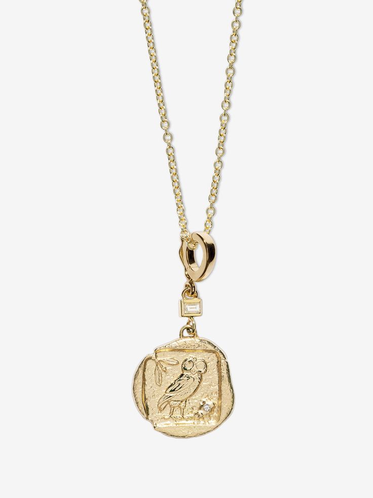 Owl of Athena Small Diamond Coin Charm