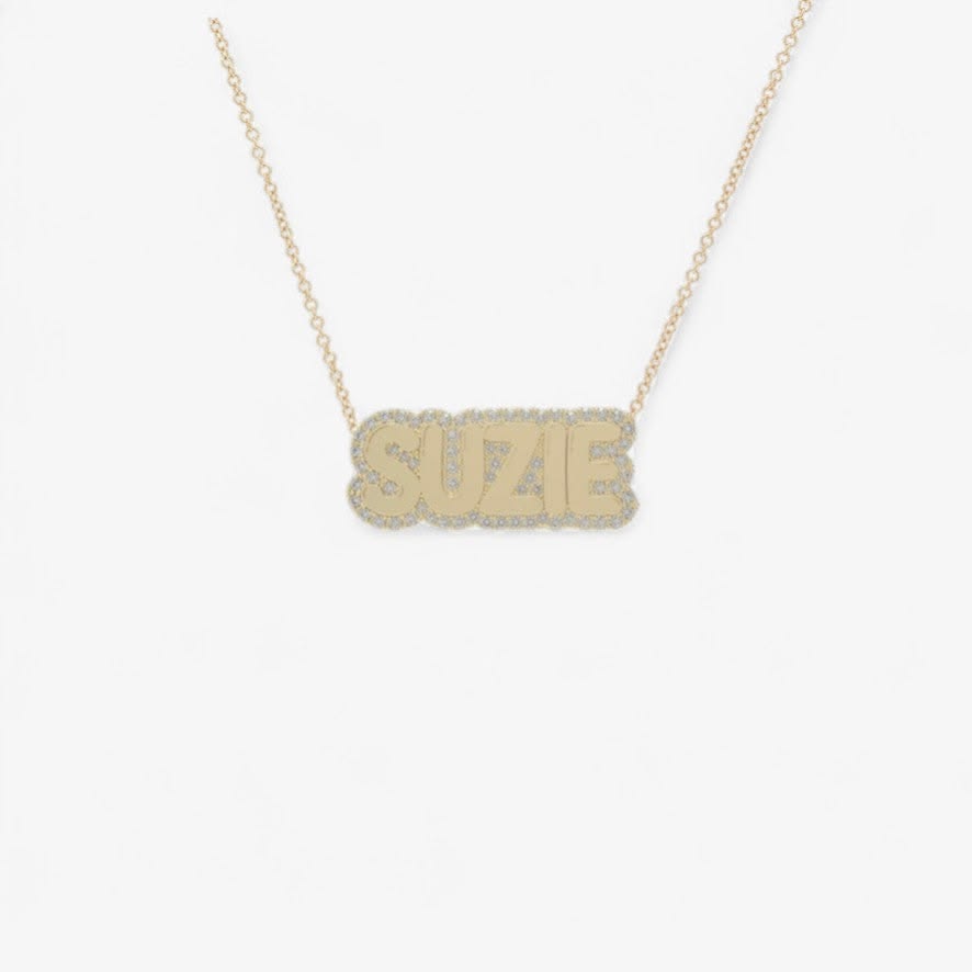 Large Bubble with Pave Outline Necklace