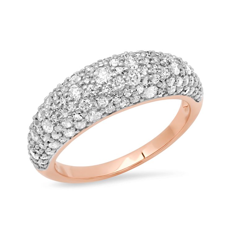 Diamond Crescent Domed Ring
